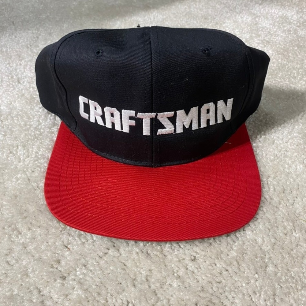 VTG Craftsman Snapback Hat Black Red Official Tools Two Tone Cap 90s Racing